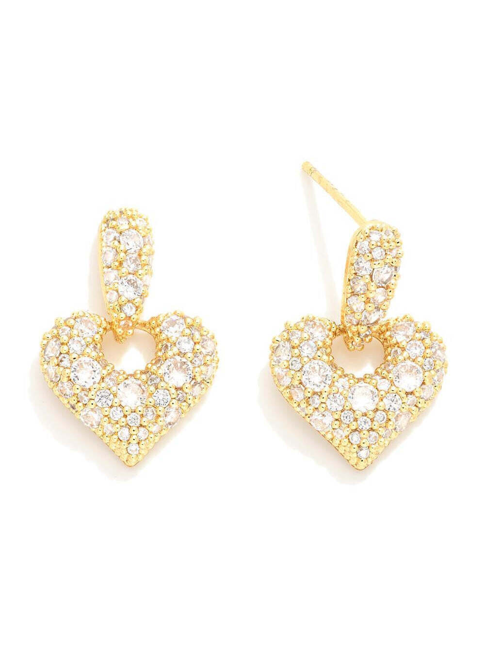 Do Everything In Love Gold Cubic Zirconia Heart Drop Earrings